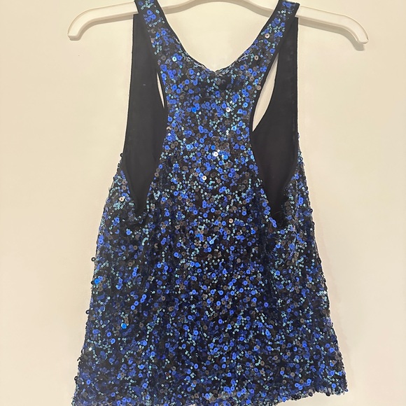 Sequin Blue and Black Tank Top - Picture 3 of 3